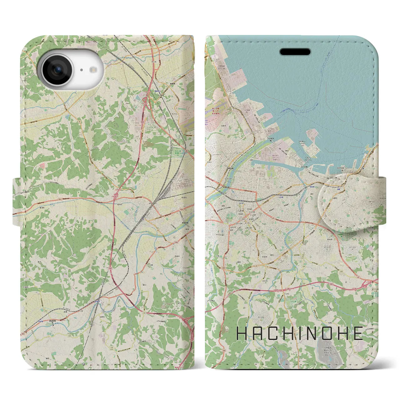 【八戸(青森県)】地図柄iPhoneケース(手帳タイプ)