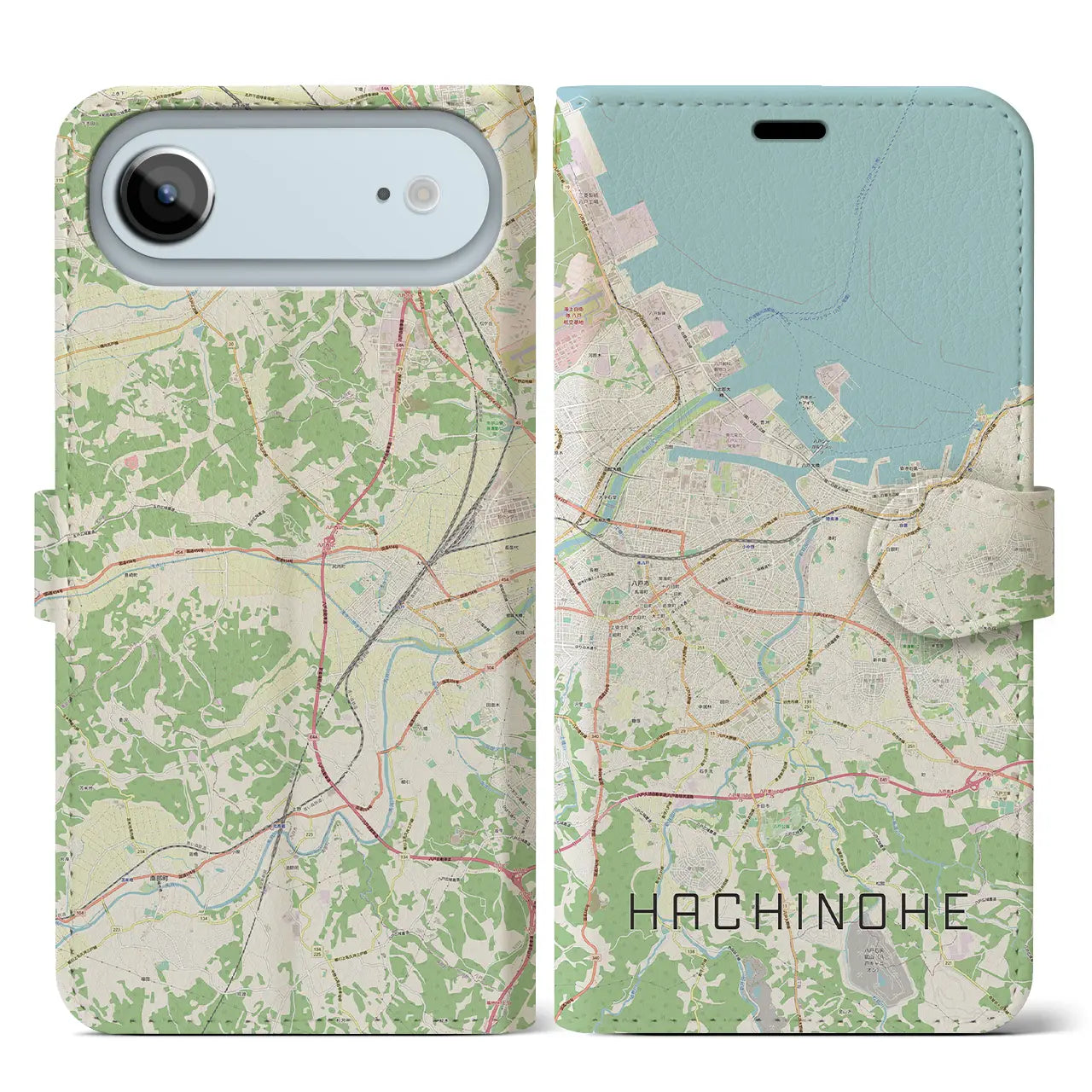 【八戸(青森県)】地図柄iPhoneケース(手帳タイプ)ナチュラル・iPhone 17 Pro Max 用