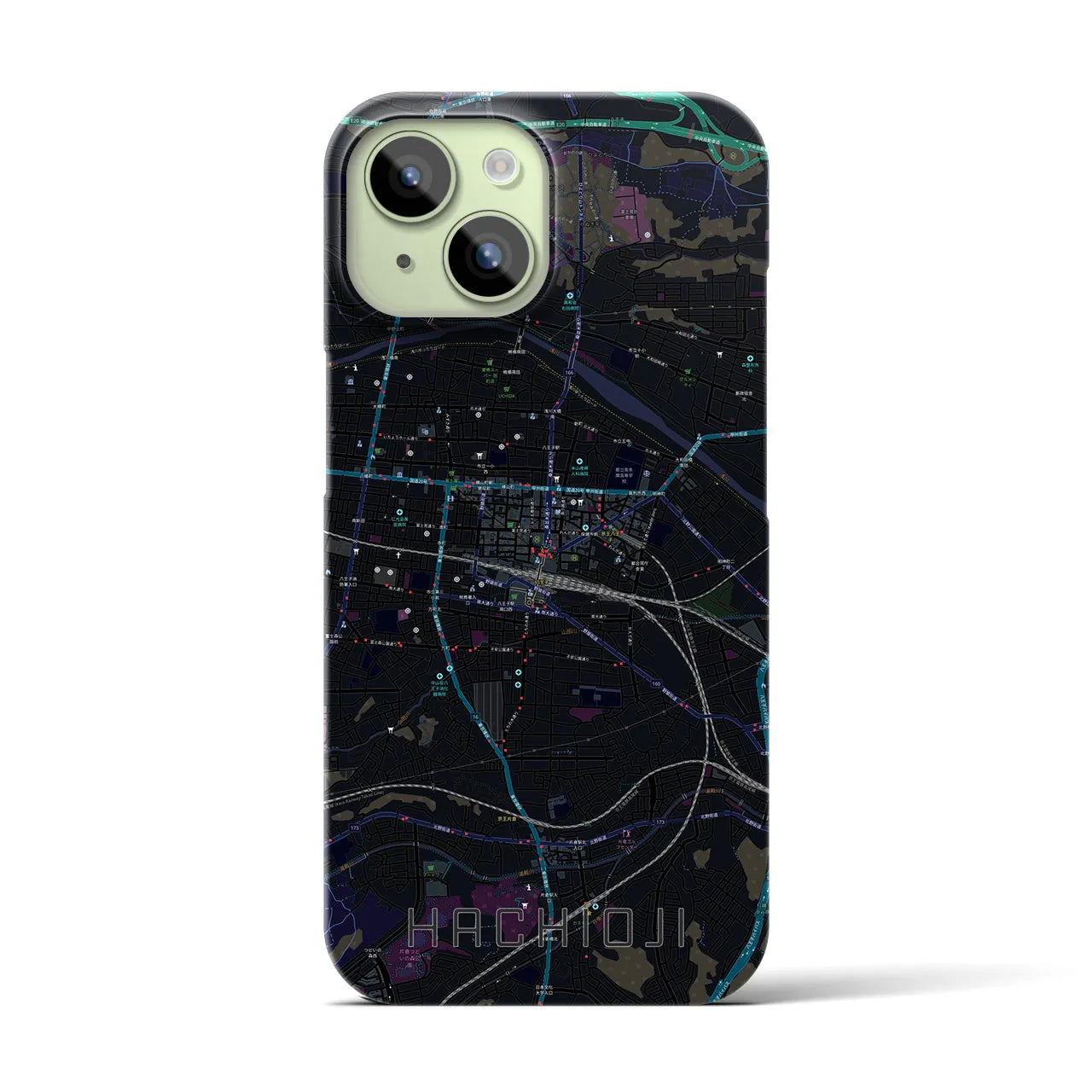 【八王子(東京都)】地図柄iPhoneケース(バックカバータイプ)