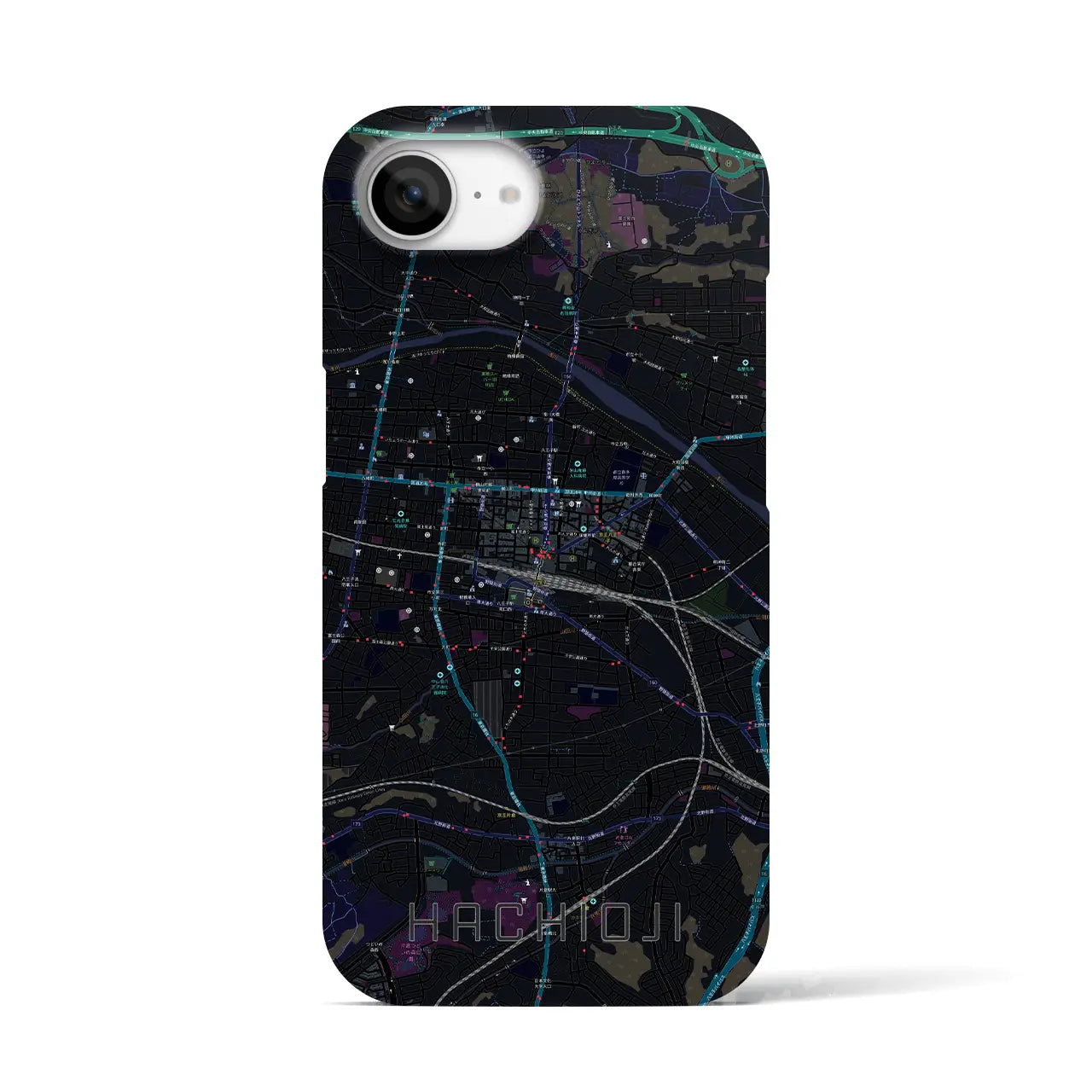 【八王子(東京都)】地図柄iPhoneケース(バックカバータイプ)