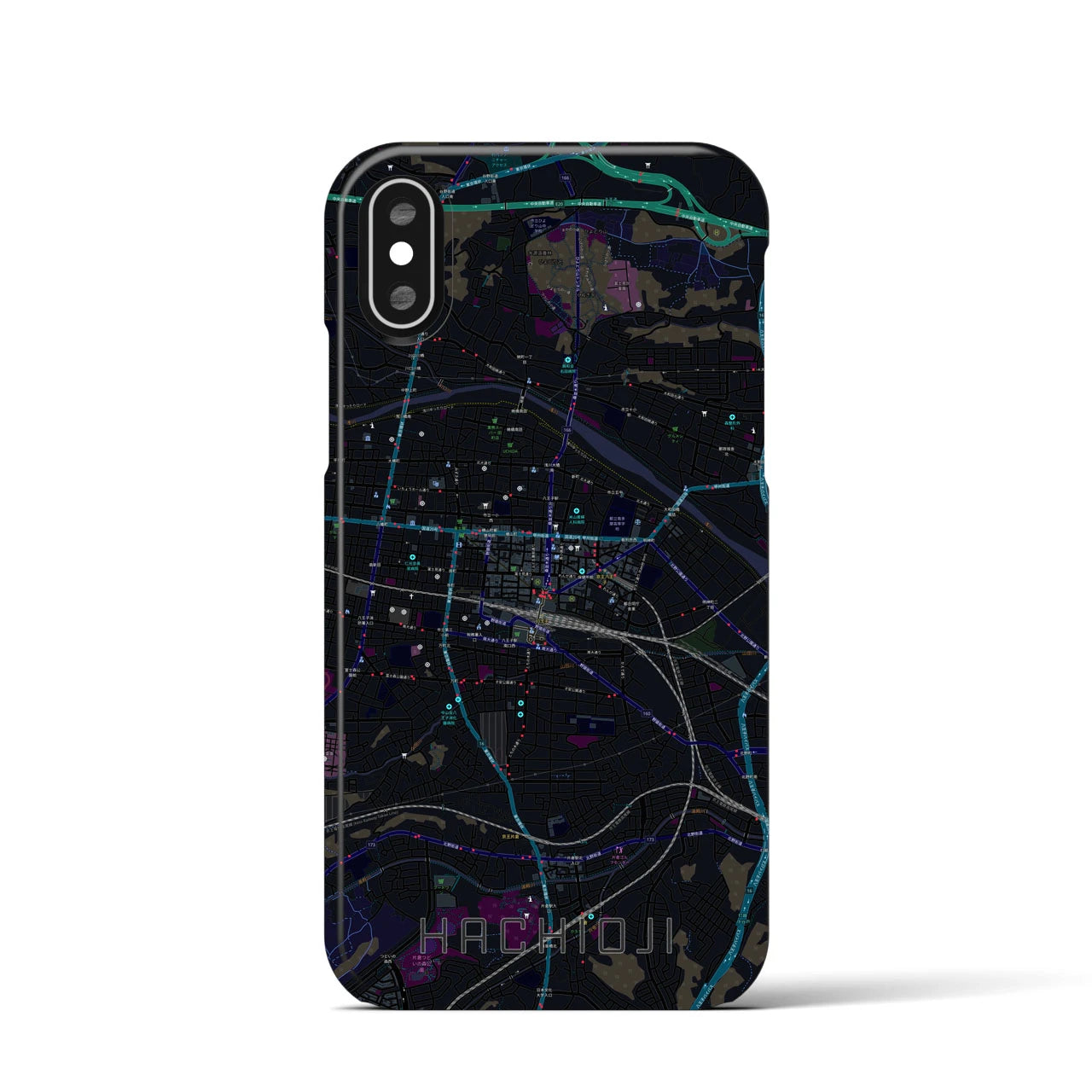 【八王子(東京都)】地図柄iPhoneケース(バックカバータイプ)
