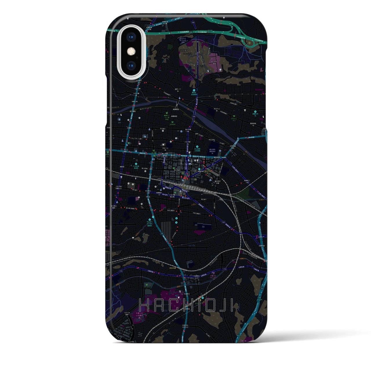 【八王子(東京都)】地図柄iPhoneケース(バックカバータイプ)