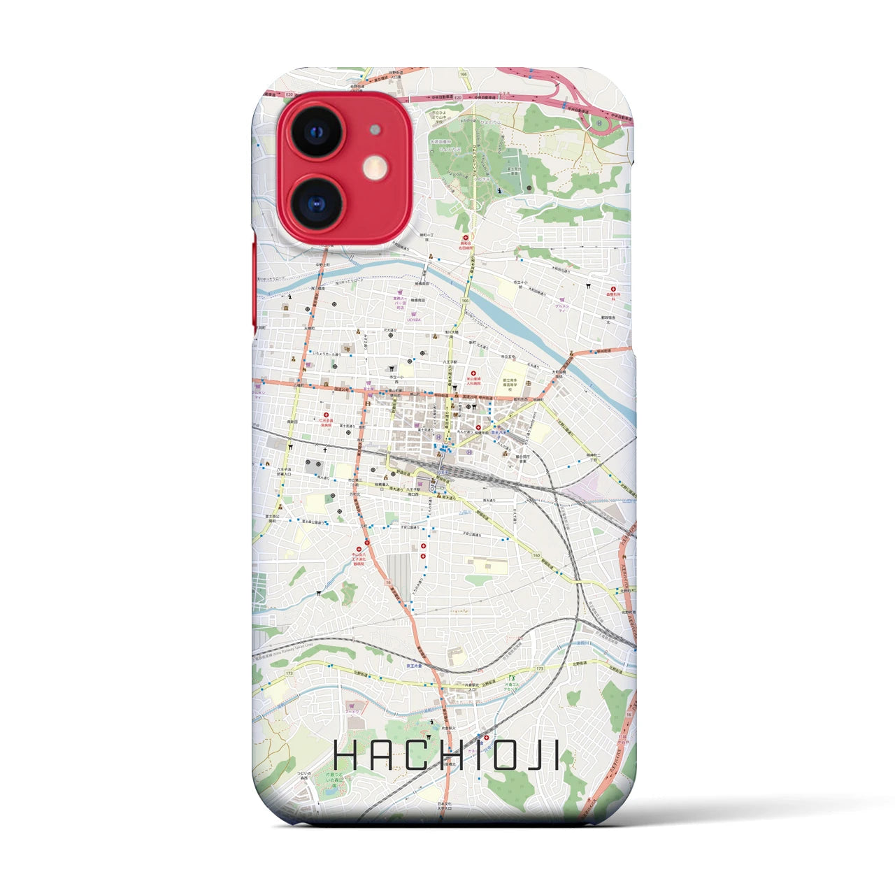 【八王子(東京都)】地図柄iPhoneケース(バックカバータイプ)