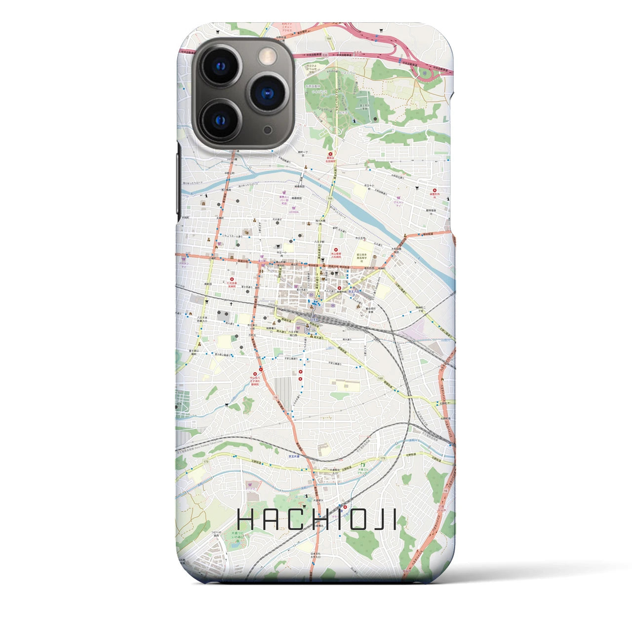 【八王子(東京都)】地図柄iPhoneケース(バックカバータイプ)