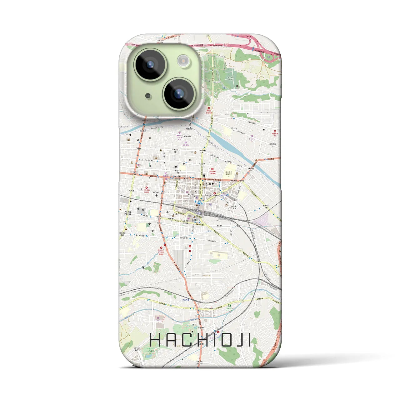 【八王子(東京都)】地図柄iPhoneケース(バックカバータイプ)