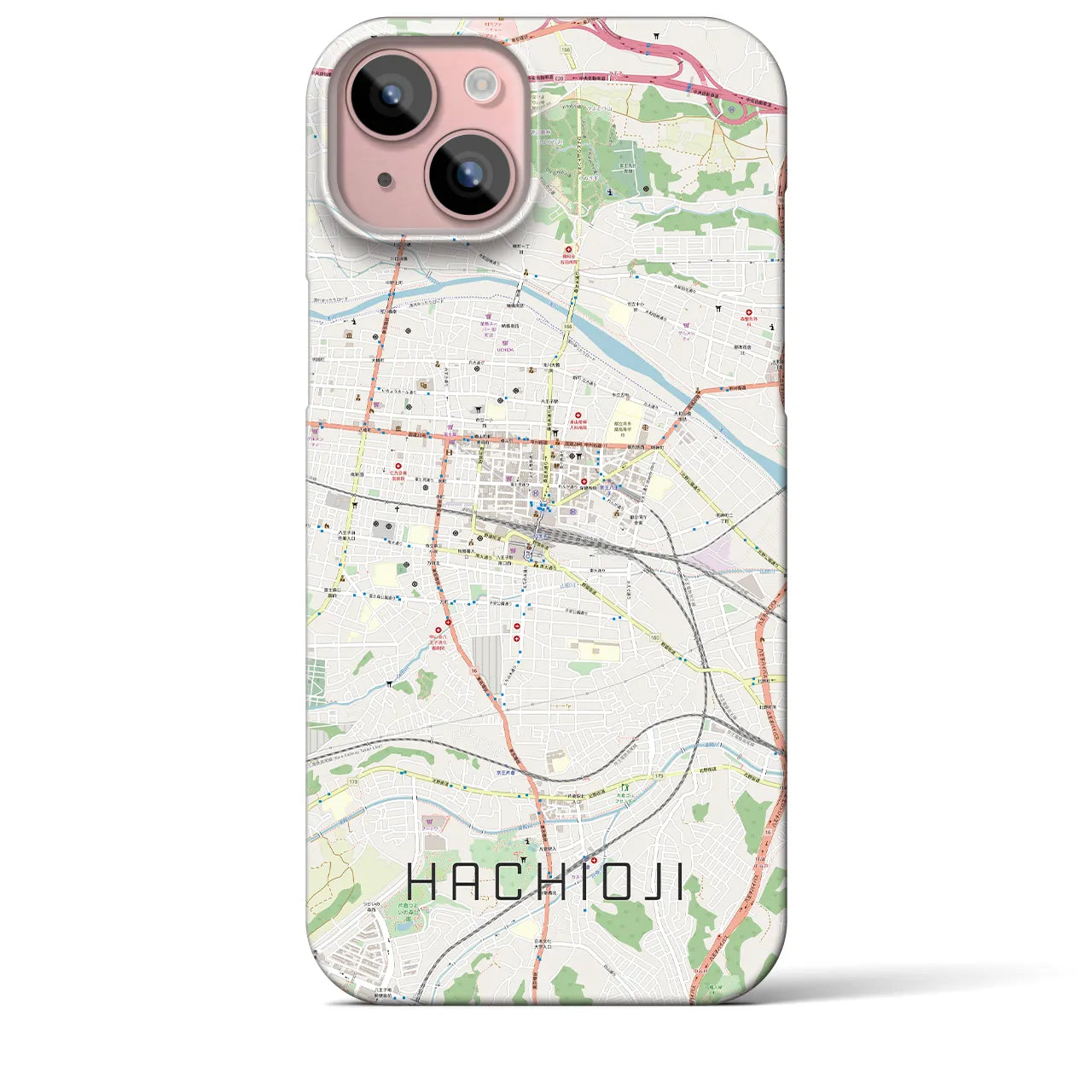 【八王子(東京都)】地図柄iPhoneケース(バックカバータイプ)