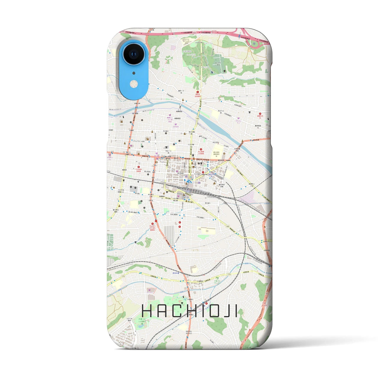 【八王子(東京都)】地図柄iPhoneケース(バックカバータイプ)