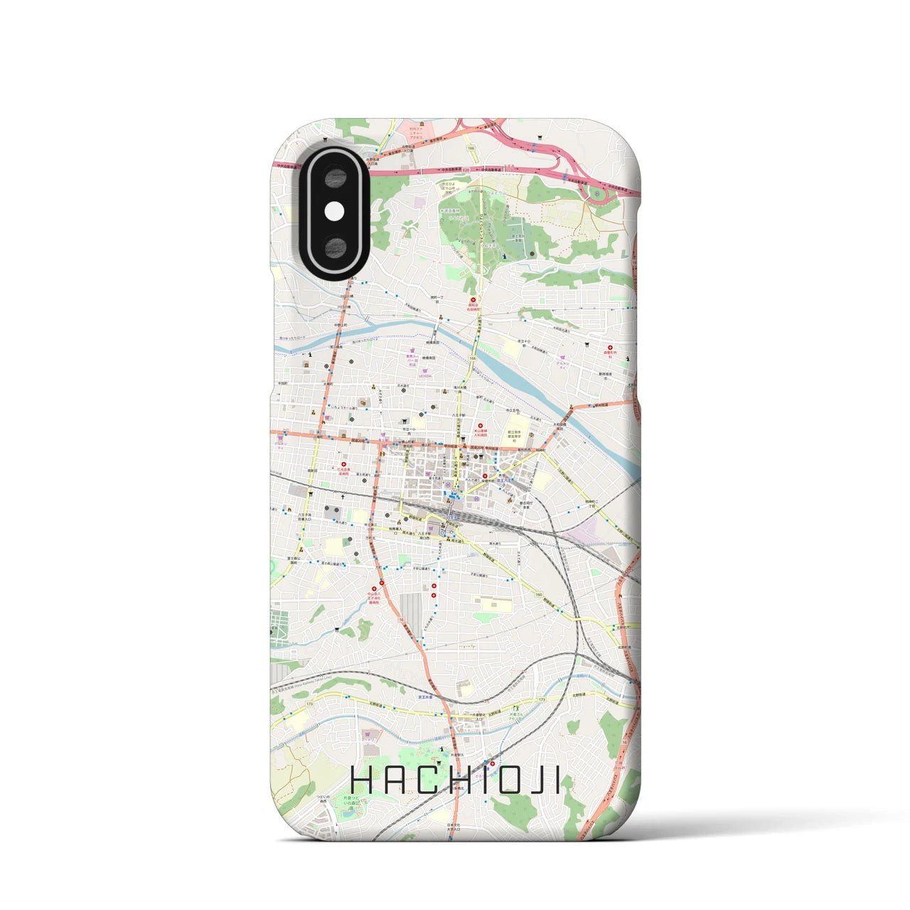 【八王子(東京都)】地図柄iPhoneケース(バックカバータイプ)