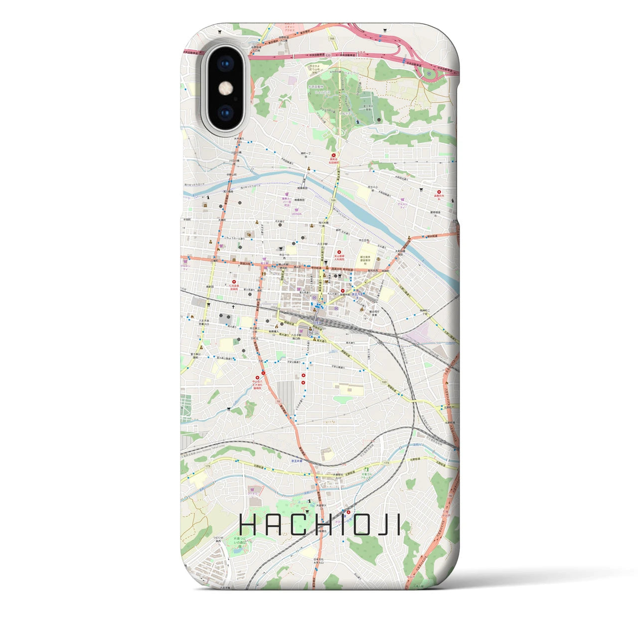 【八王子(東京都)】地図柄iPhoneケース(バックカバータイプ)