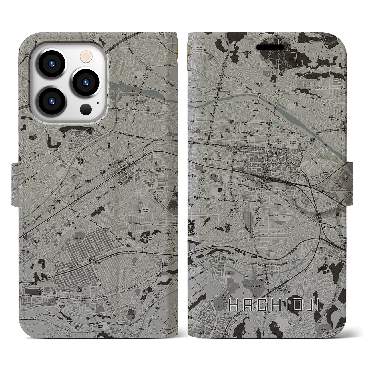 【八王子(東京都)】地図柄iPhoneケース(手帳タイプ)