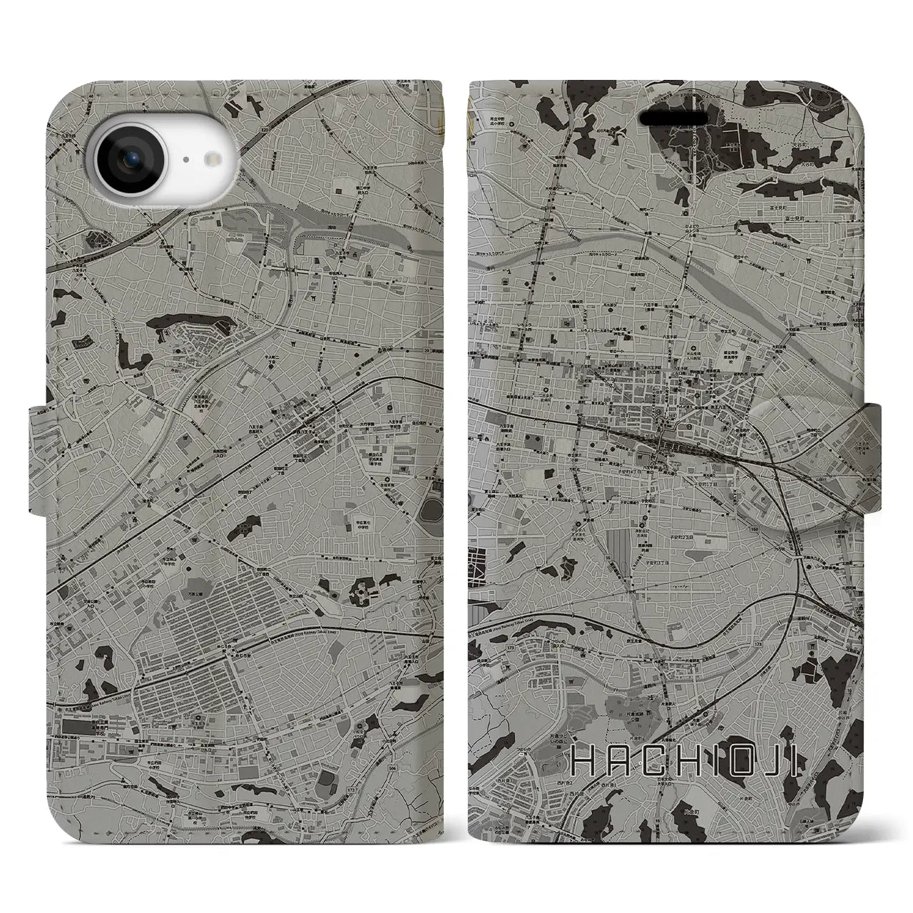 【八王子(東京都)】地図柄iPhoneケース(手帳タイプ)