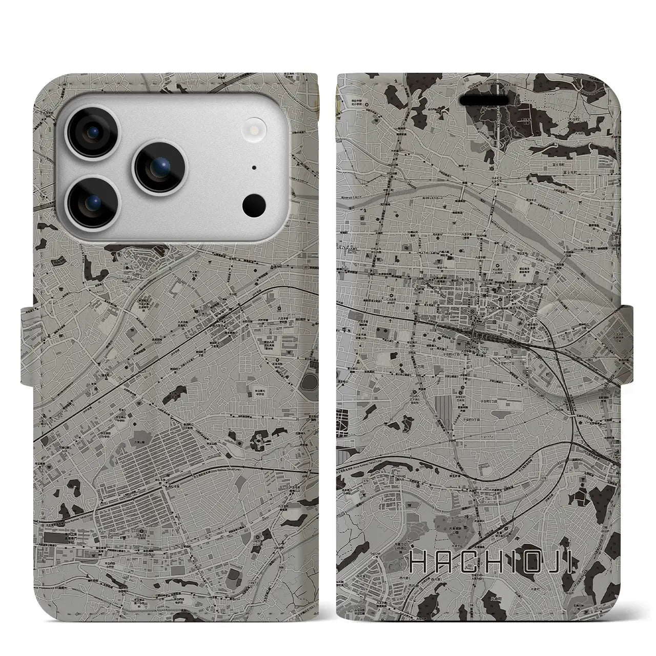 【八王子(東京都)】地図柄iPhoneケース(手帳タイプ)