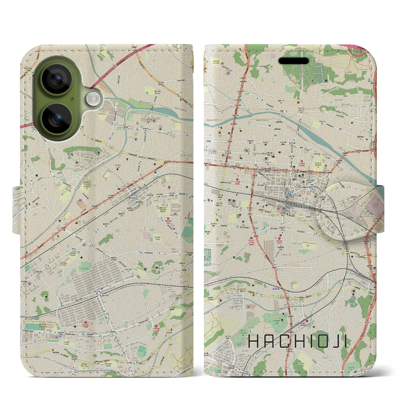 【八王子(東京都)】地図柄iPhoneケース(手帳タイプ)