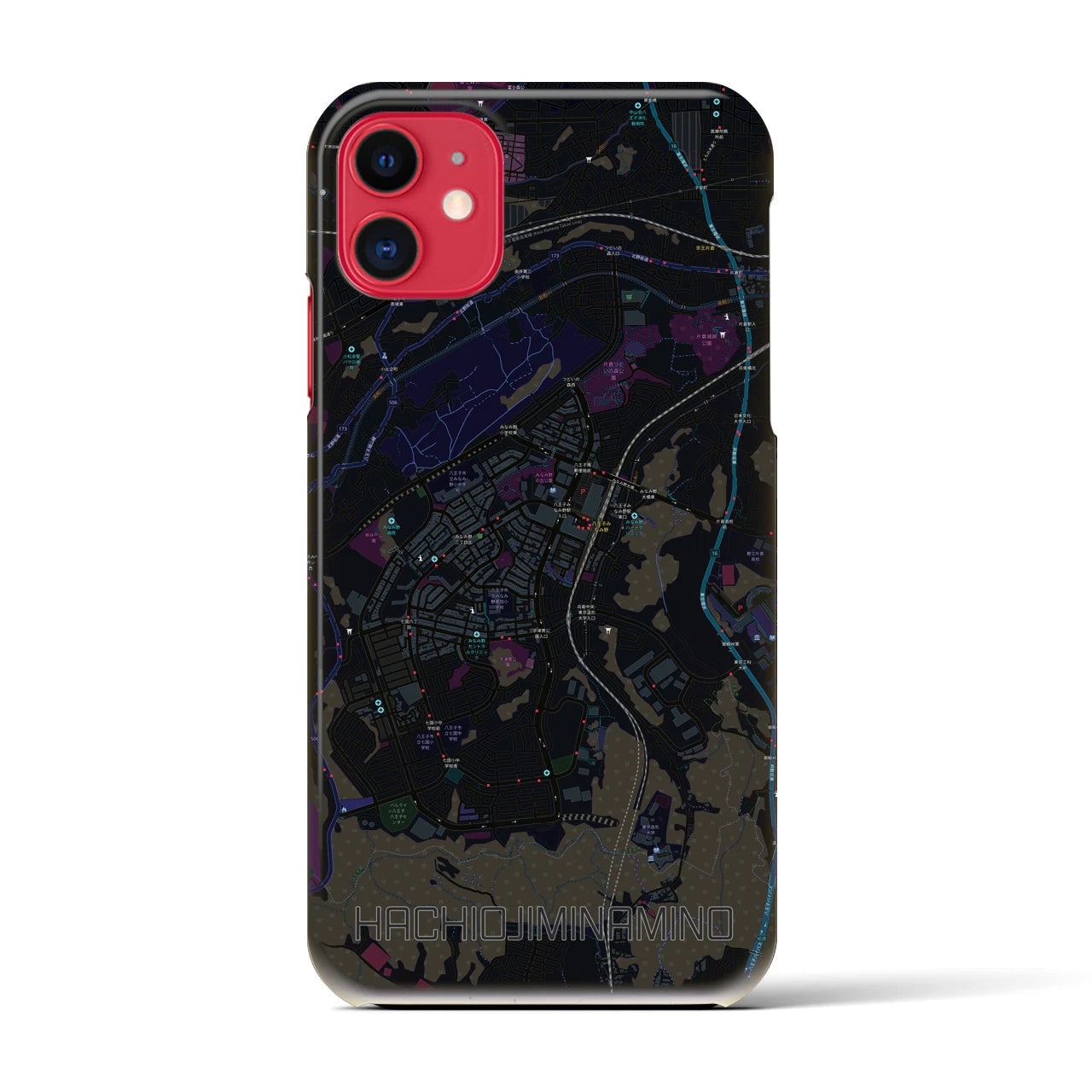 【八王子みなみ野(東京都)】地図柄iPhoneケース(バックカバータイプ)