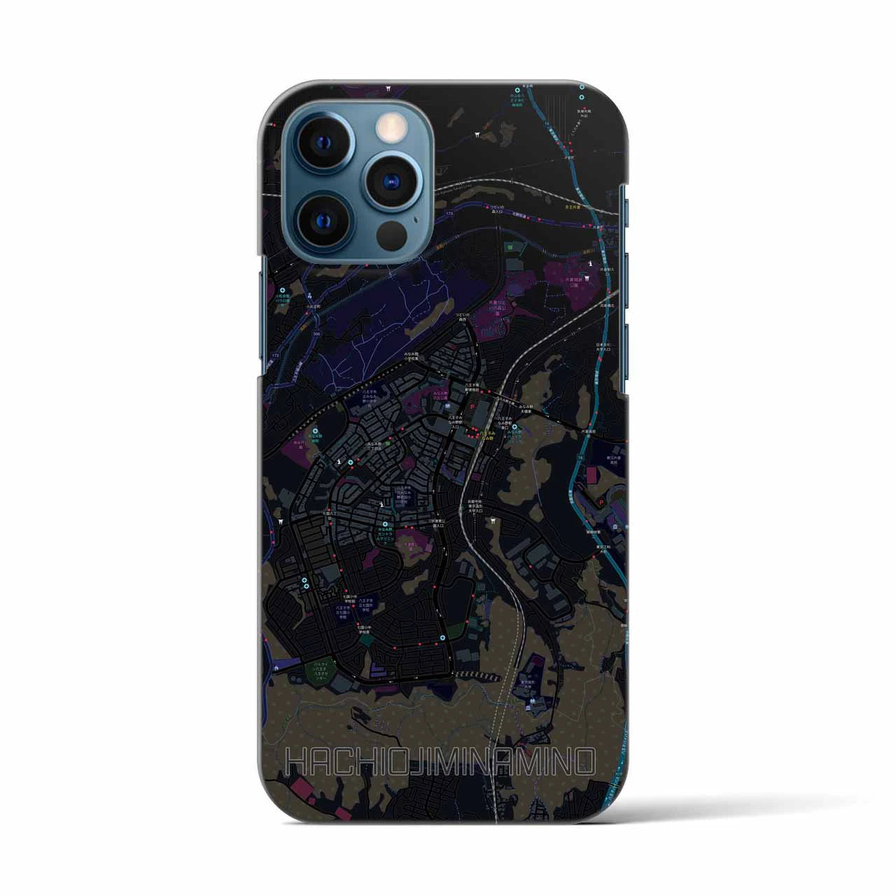 【八王子みなみ野(東京都)】地図柄iPhoneケース(バックカバータイプ)