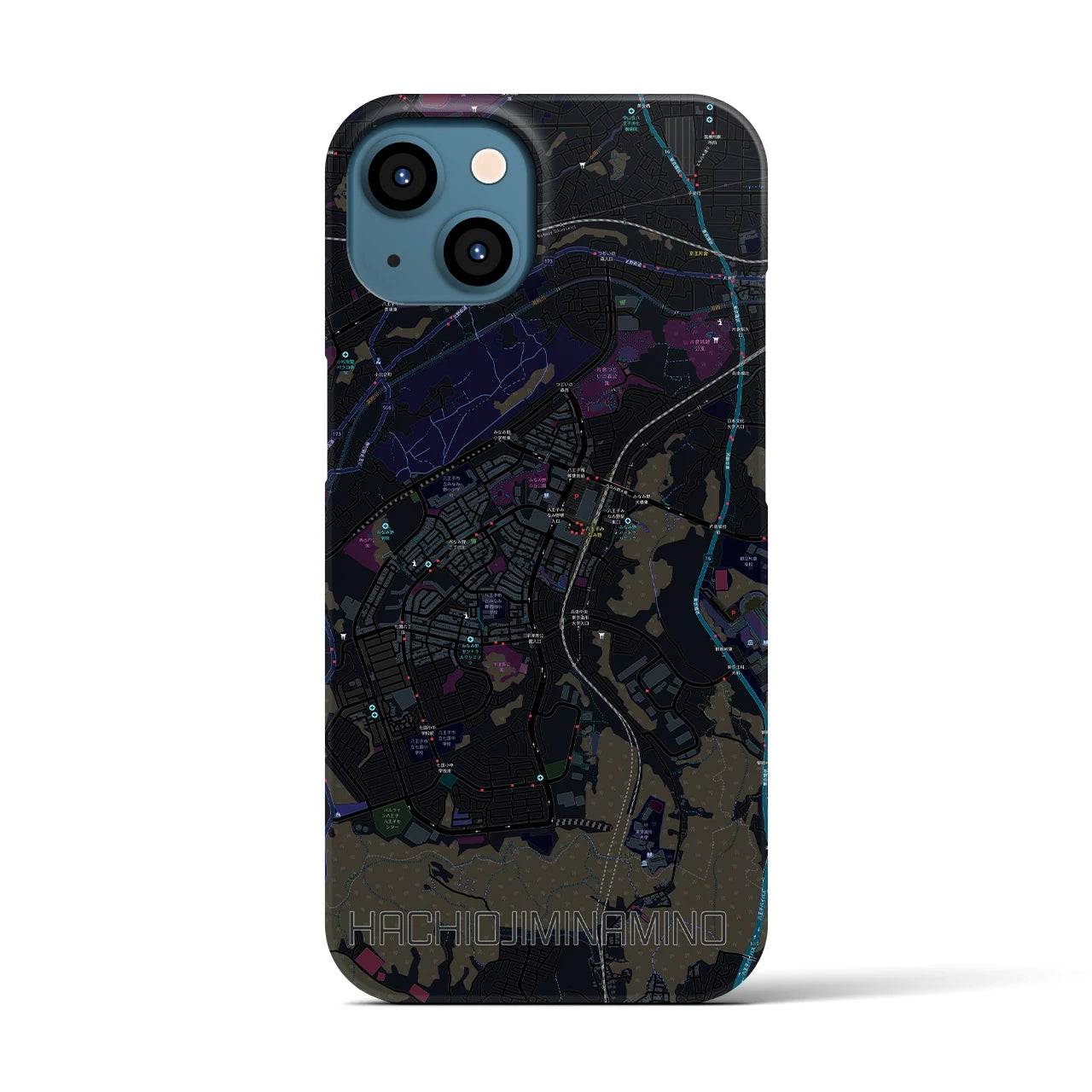 【八王子みなみ野(東京都)】地図柄iPhoneケース(バックカバータイプ)