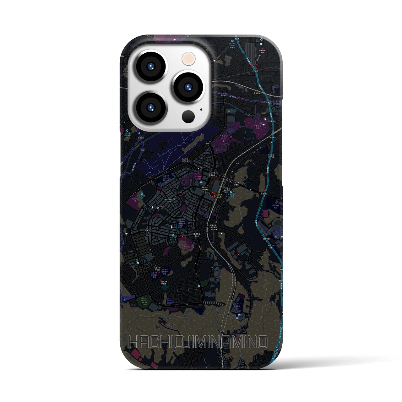 【八王子みなみ野(東京都)】地図柄iPhoneケース(バックカバータイプ)
