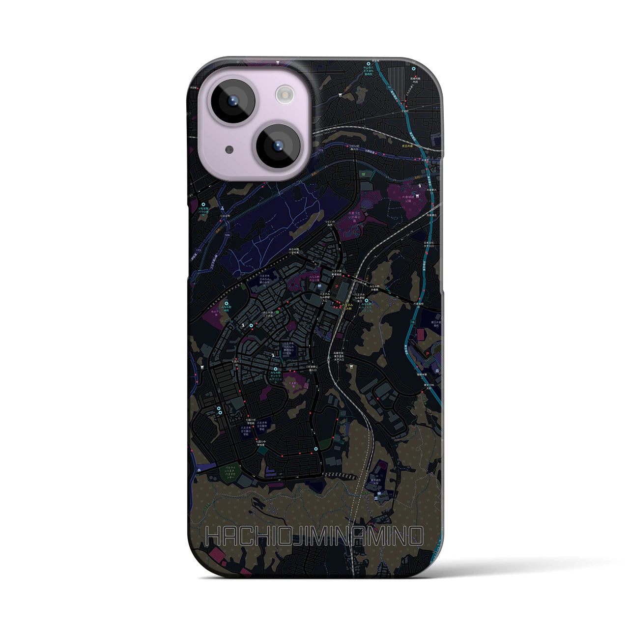 【八王子みなみ野(東京都)】地図柄iPhoneケース(バックカバータイプ)