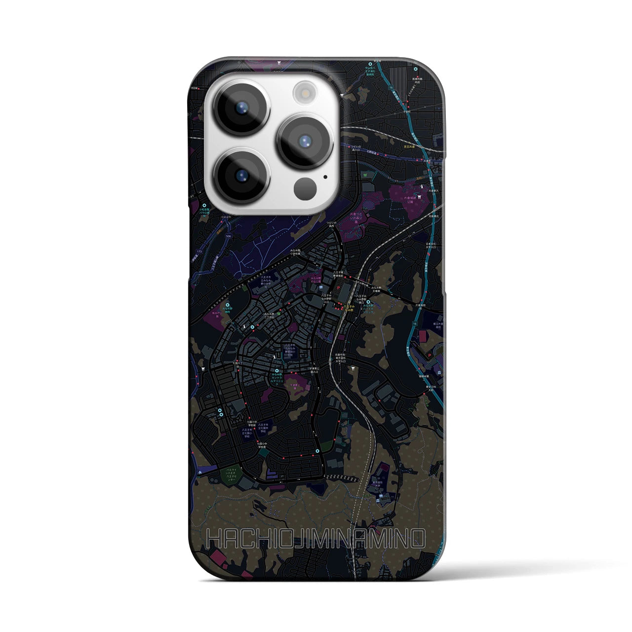 【八王子みなみ野(東京都)】地図柄iPhoneケース(バックカバータイプ)