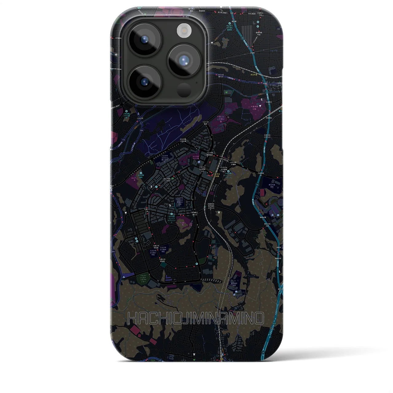 【八王子みなみ野(東京都)】地図柄iPhoneケース(バックカバータイプ)