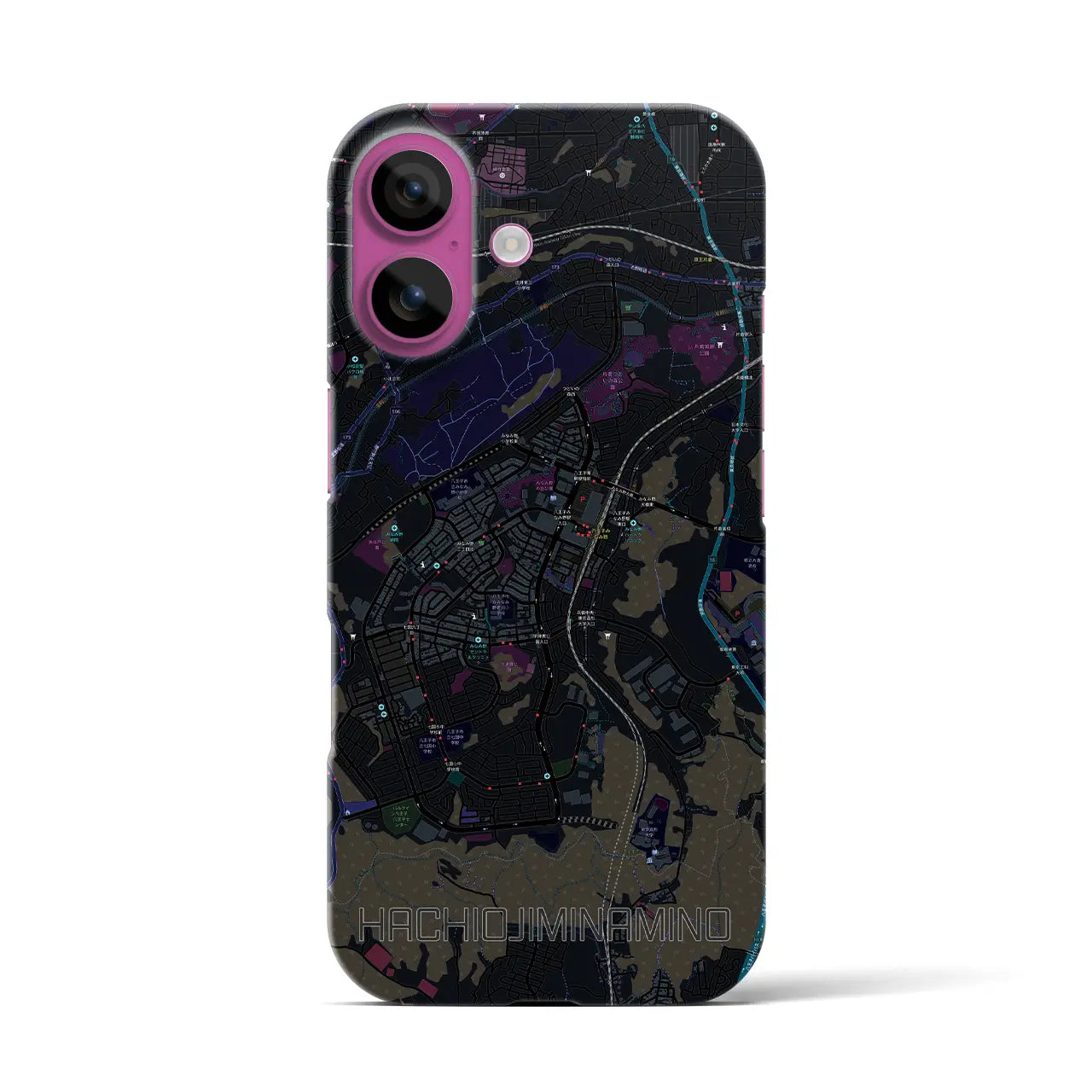 【八王子みなみ野(東京都)】地図柄iPhoneケース(バックカバータイプ)