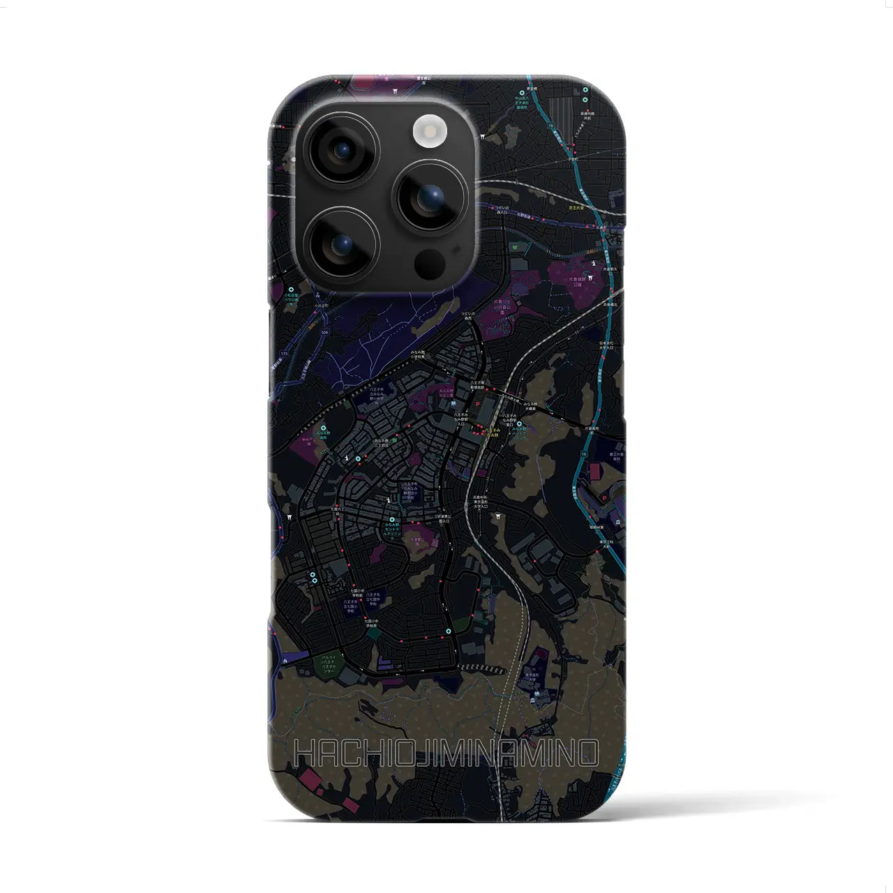 【八王子みなみ野(東京都)】地図柄iPhoneケース(バックカバータイプ)