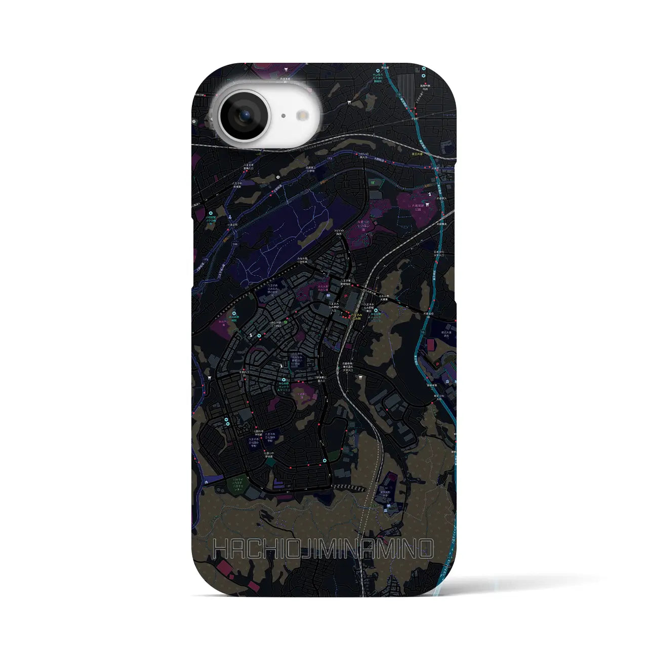 【八王子みなみ野(東京都)】地図柄iPhoneケース(バックカバータイプ)