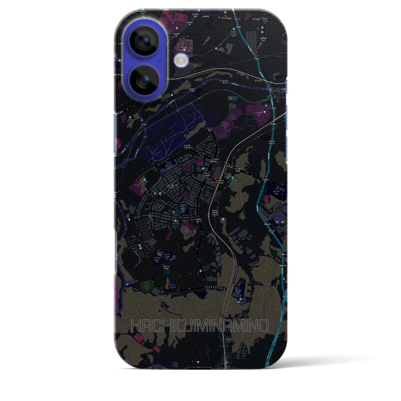 【八王子みなみ野(東京都)】地図柄iPhoneケース(バックカバータイプ)