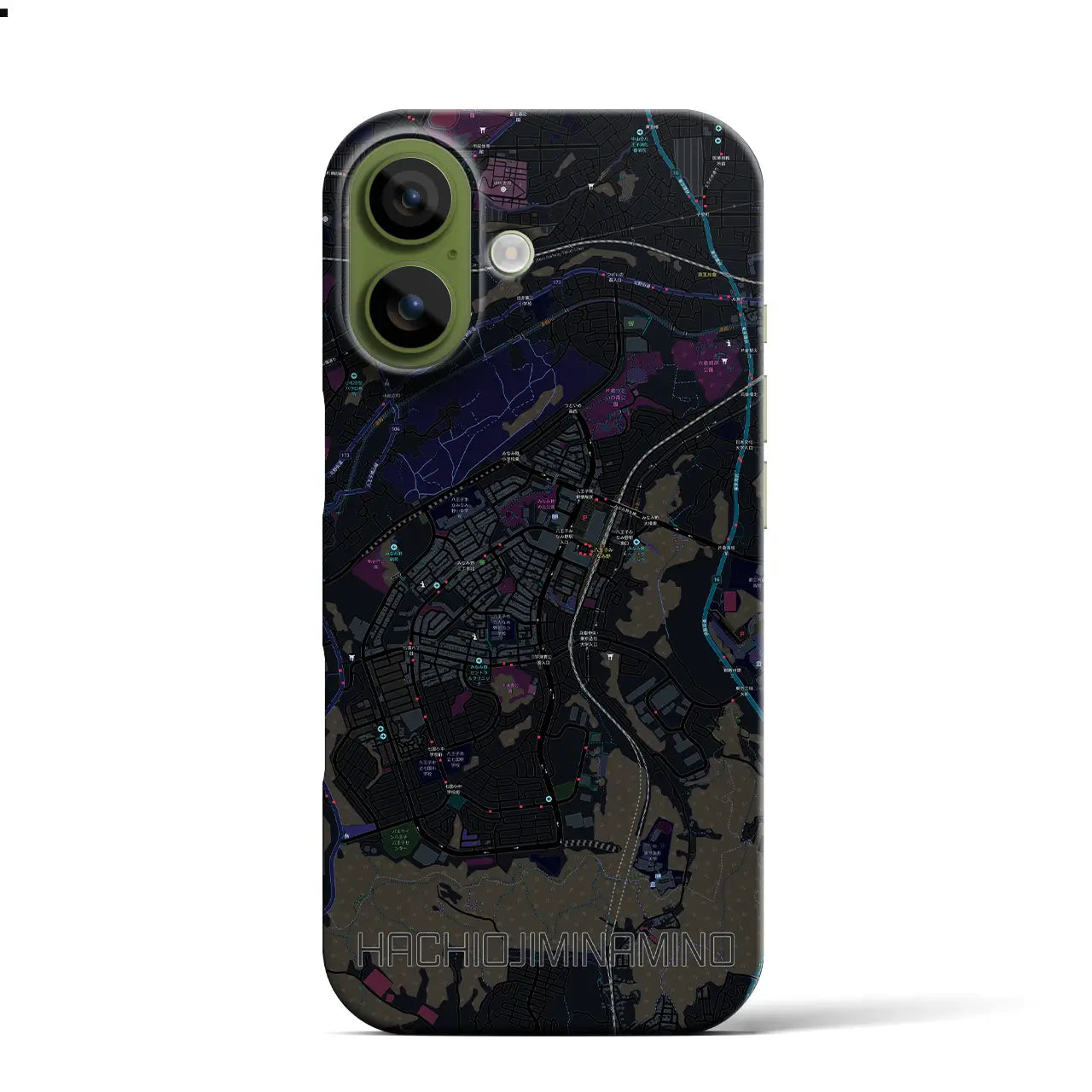 【八王子みなみ野(東京都)】地図柄iPhoneケース(バックカバータイプ)