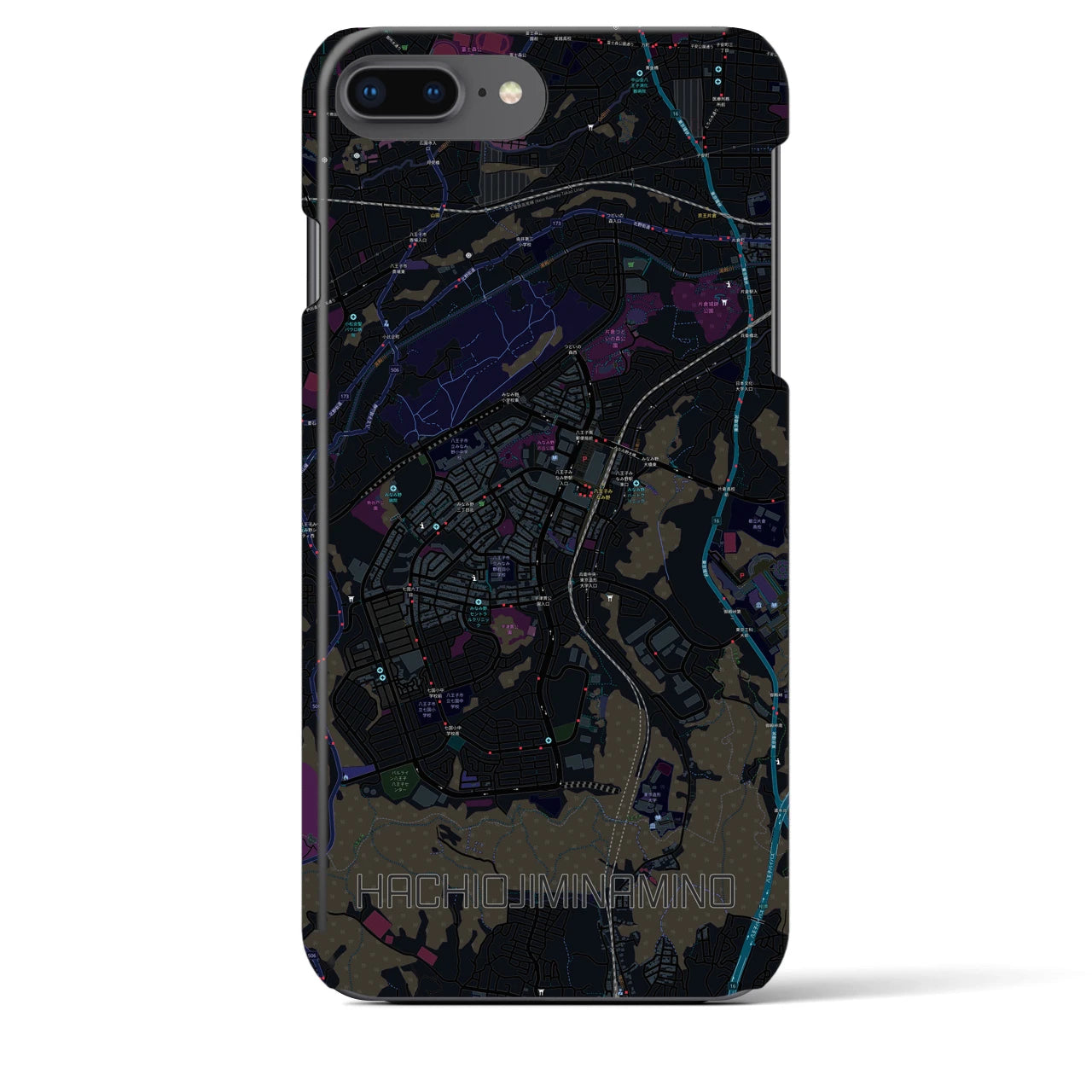 【八王子みなみ野(東京都)】地図柄iPhoneケース(バックカバータイプ)