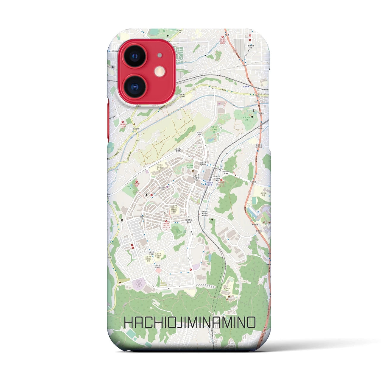 【八王子みなみ野(東京都)】地図柄iPhoneケース(バックカバータイプ)