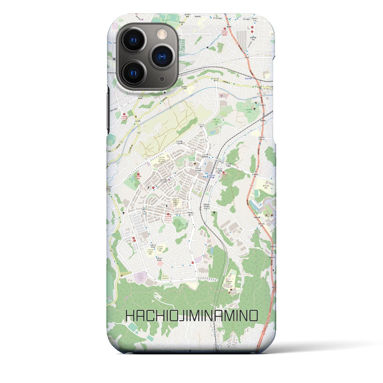 【八王子みなみ野(東京都)】地図柄iPhoneケース(バックカバータイプ)