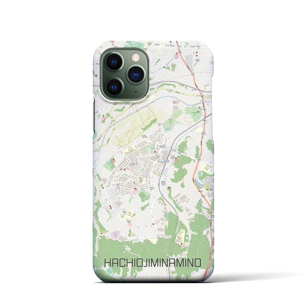 【八王子みなみ野(東京都)】地図柄iPhoneケース(バックカバータイプ)