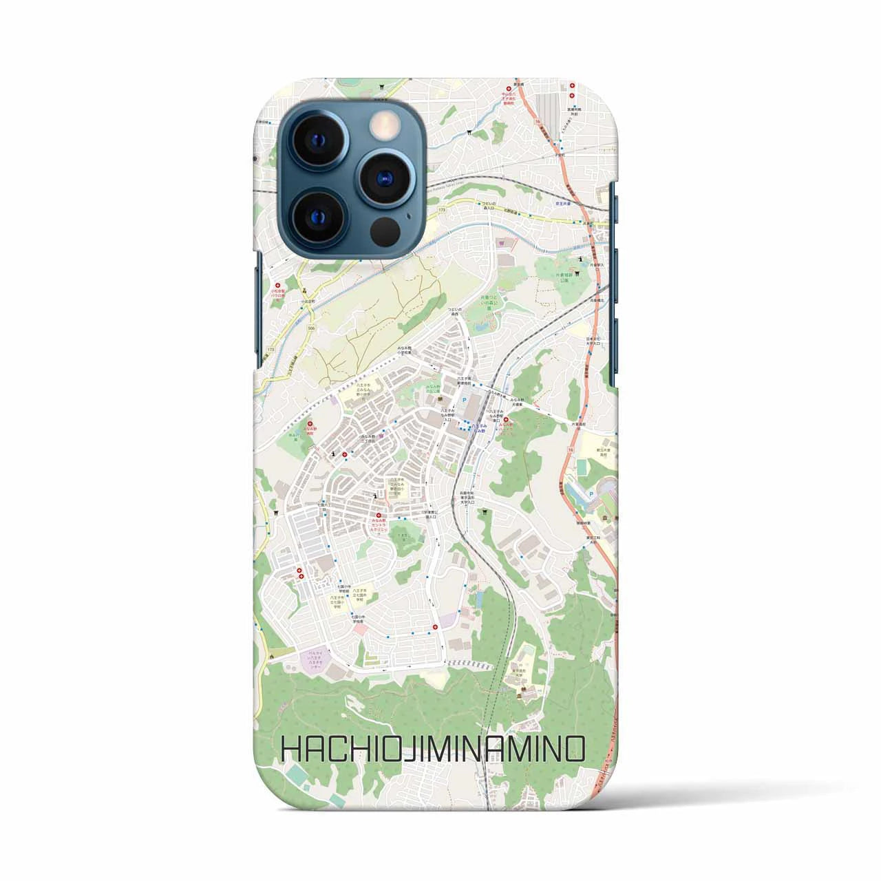 【八王子みなみ野(東京都)】地図柄iPhoneケース(バックカバータイプ)
