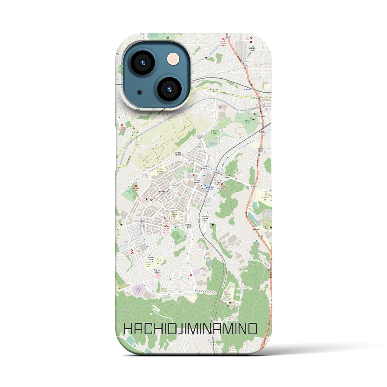 【八王子みなみ野(東京都)】地図柄iPhoneケース(バックカバータイプ)
