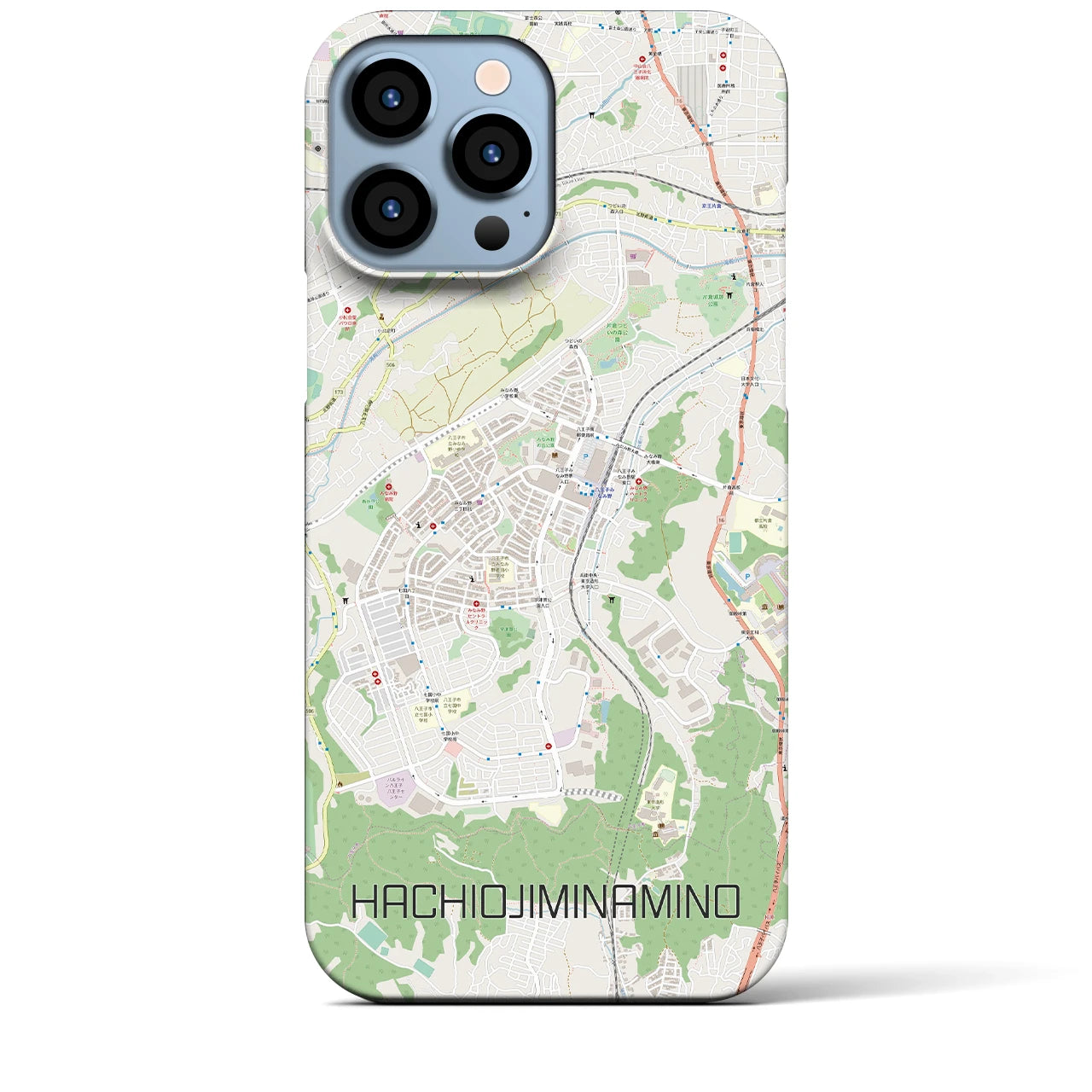 【八王子みなみ野(東京都)】地図柄iPhoneケース(バックカバータイプ)