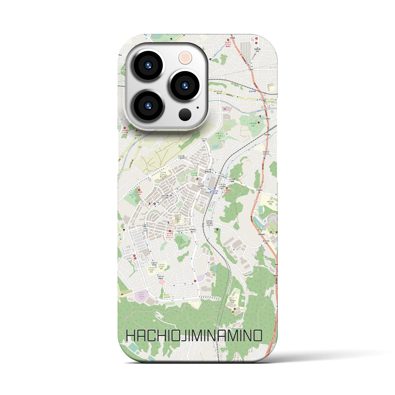 【八王子みなみ野(東京都)】地図柄iPhoneケース(バックカバータイプ)