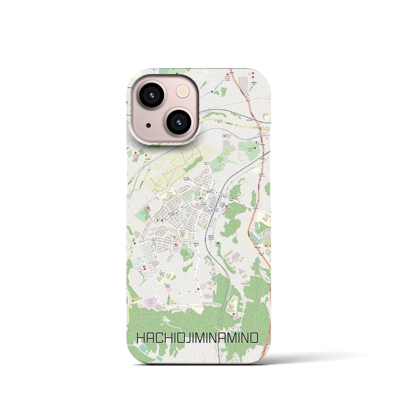 【八王子みなみ野(東京都)】地図柄iPhoneケース(バックカバータイプ)
