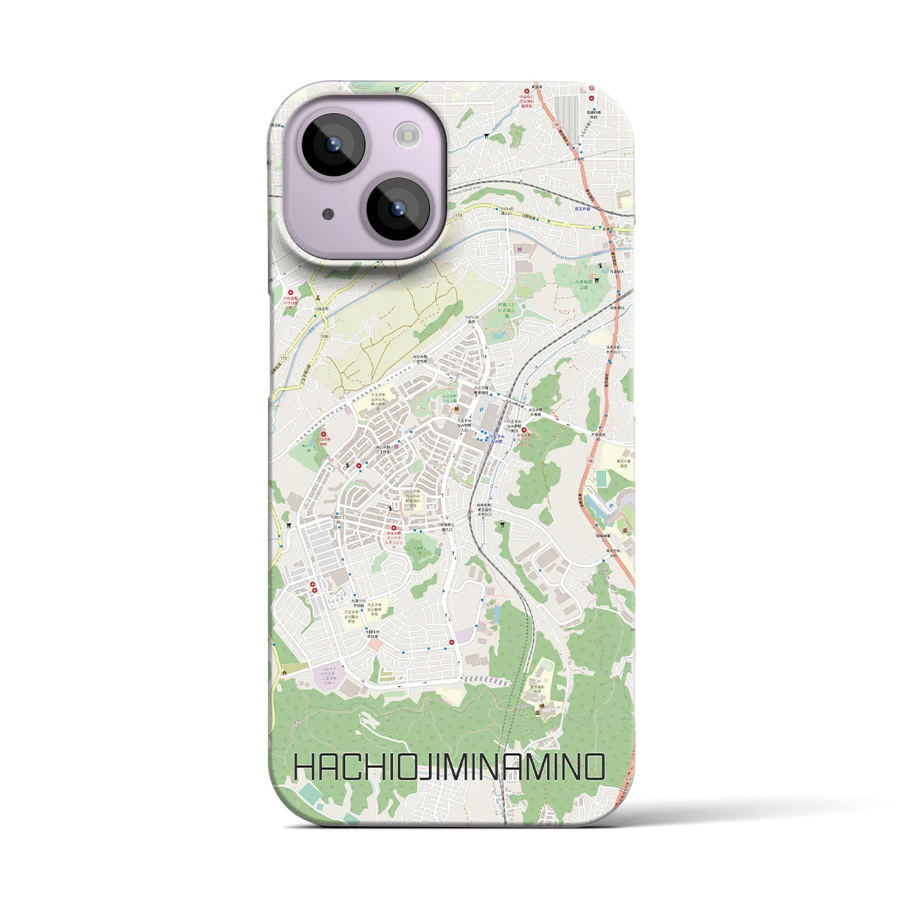 【八王子みなみ野(東京都)】地図柄iPhoneケース(バックカバータイプ)