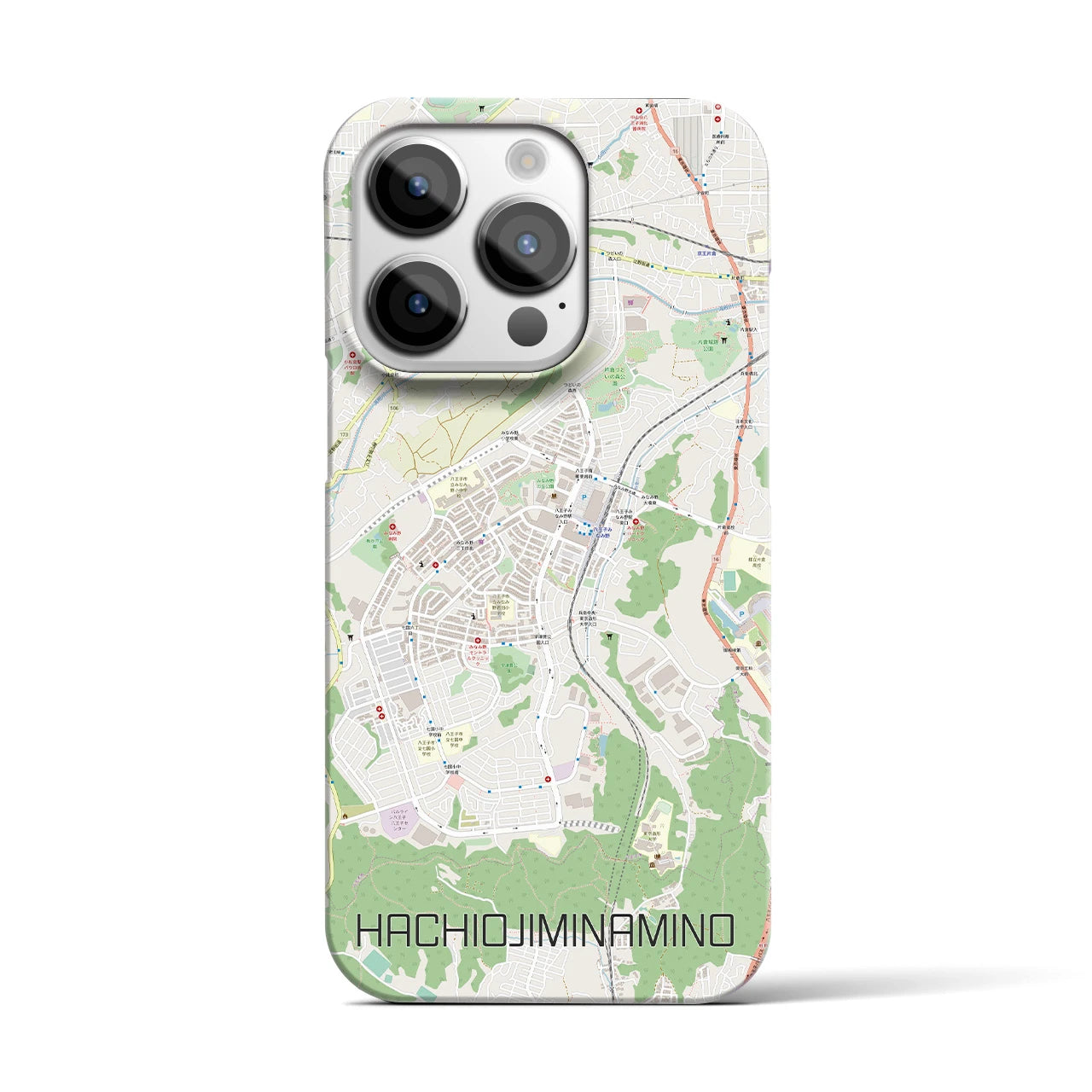 【八王子みなみ野(東京都)】地図柄iPhoneケース(バックカバータイプ)