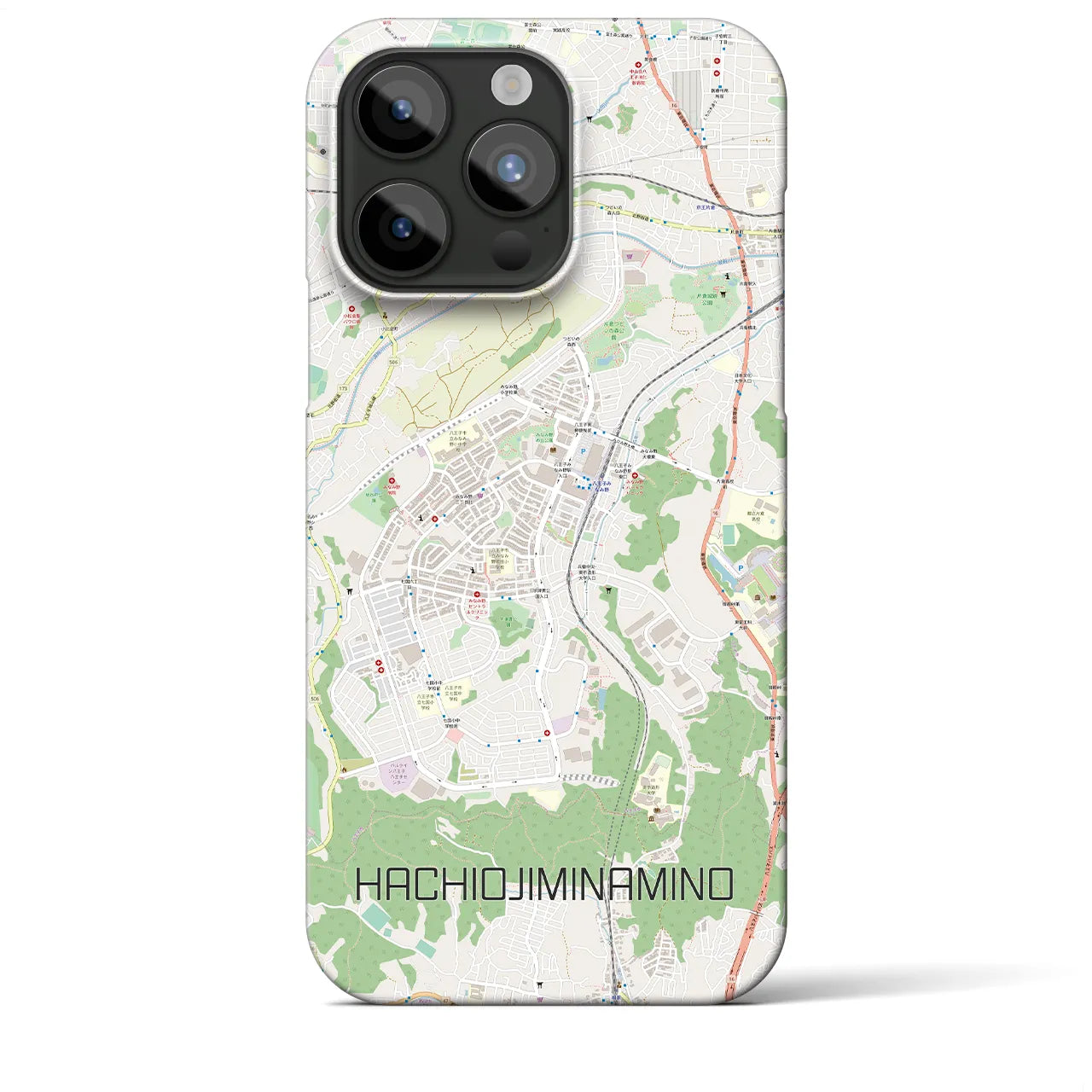 【八王子みなみ野(東京都)】地図柄iPhoneケース(バックカバータイプ)