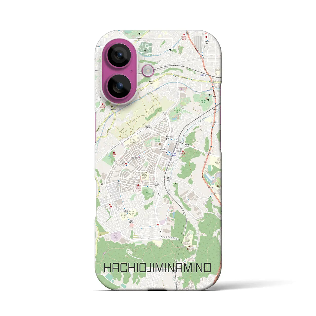 【八王子みなみ野(東京都)】地図柄iPhoneケース(バックカバータイプ)