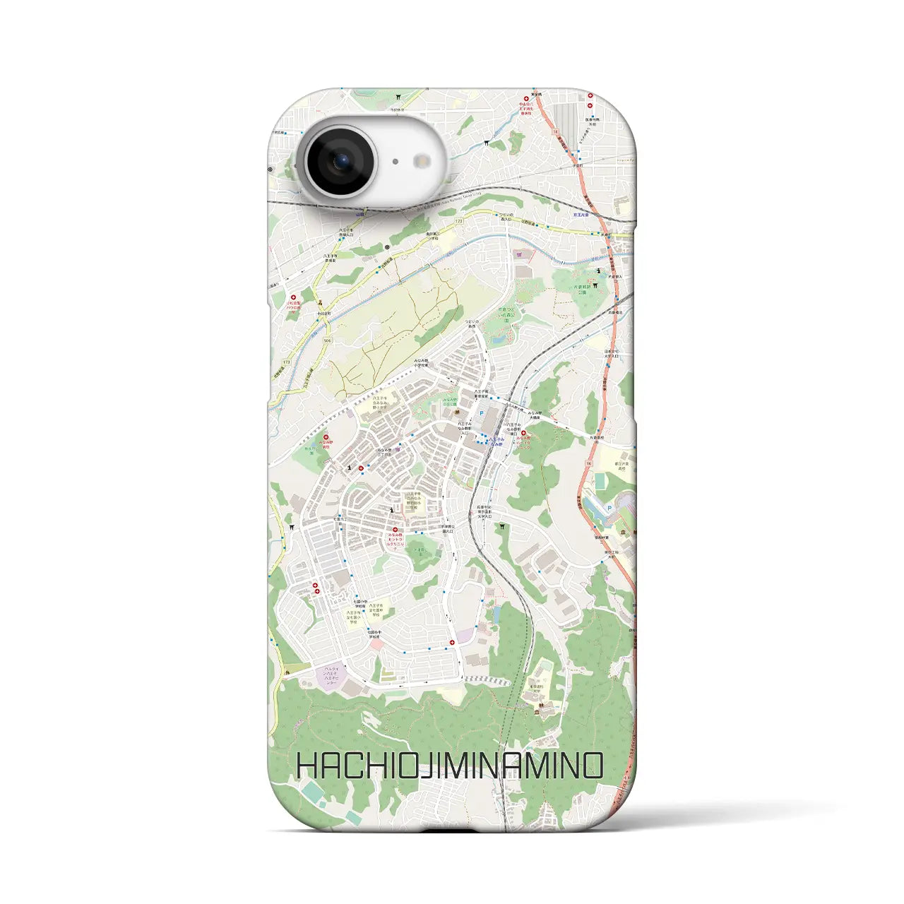 【八王子みなみ野(東京都)】地図柄iPhoneケース(バックカバータイプ)