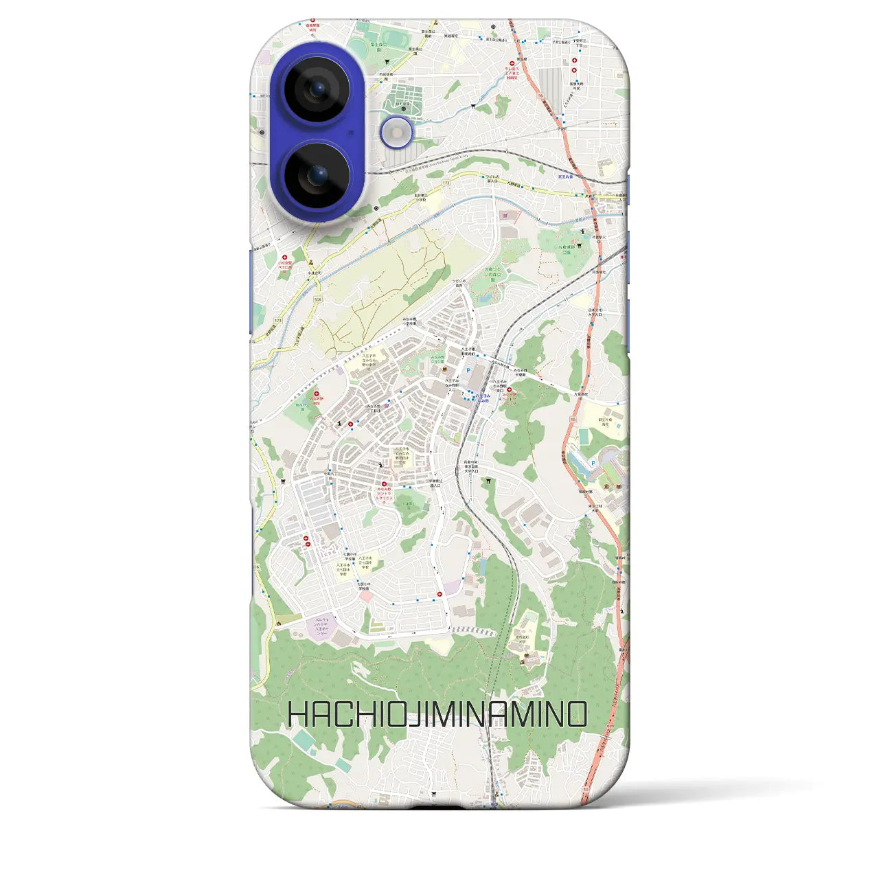 【八王子みなみ野(東京都)】地図柄iPhoneケース(バックカバータイプ)