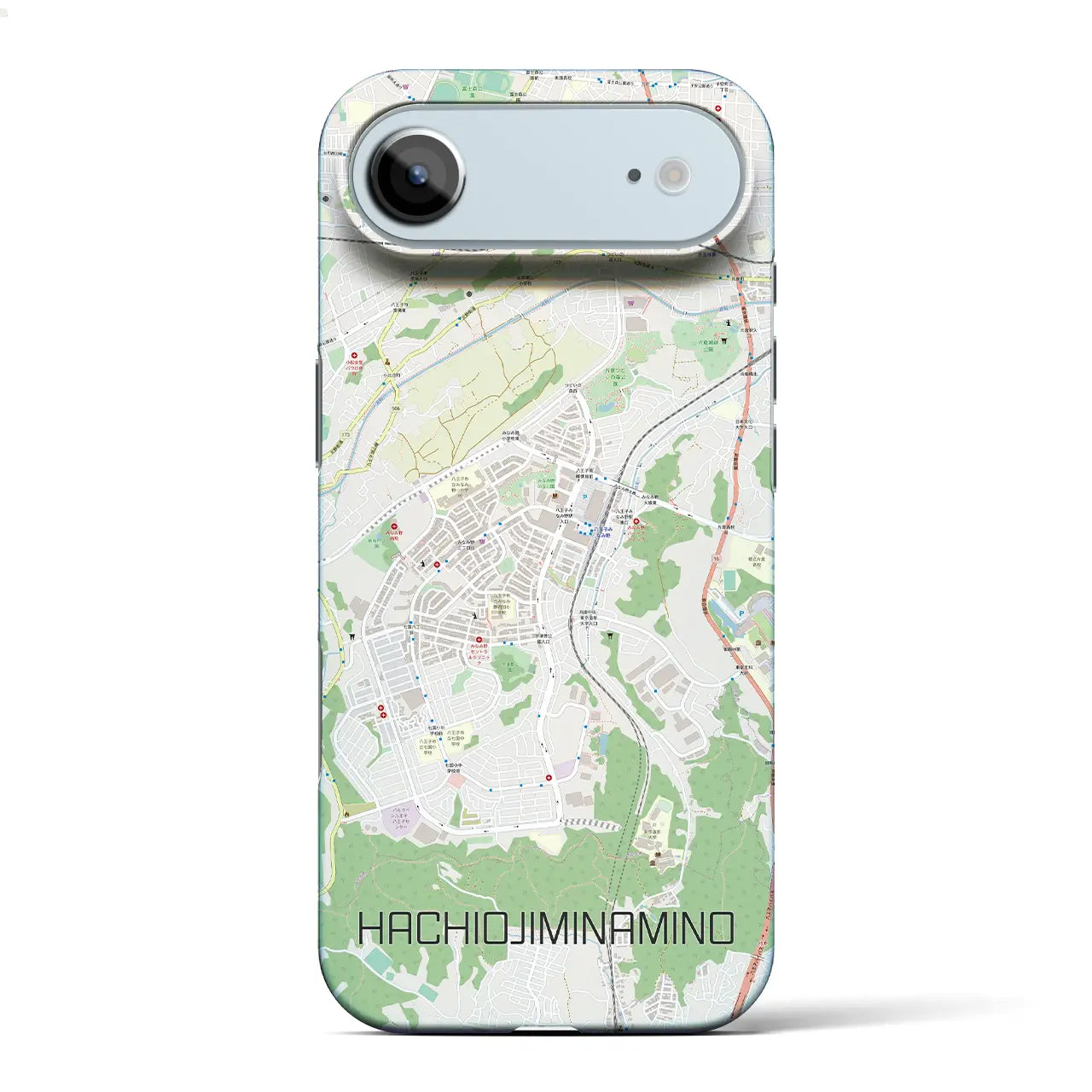 【八王子みなみ野(東京都)】地図柄iPhoneケース(バックカバータイプ)ブラック・iPhone 17 Pro Max 用