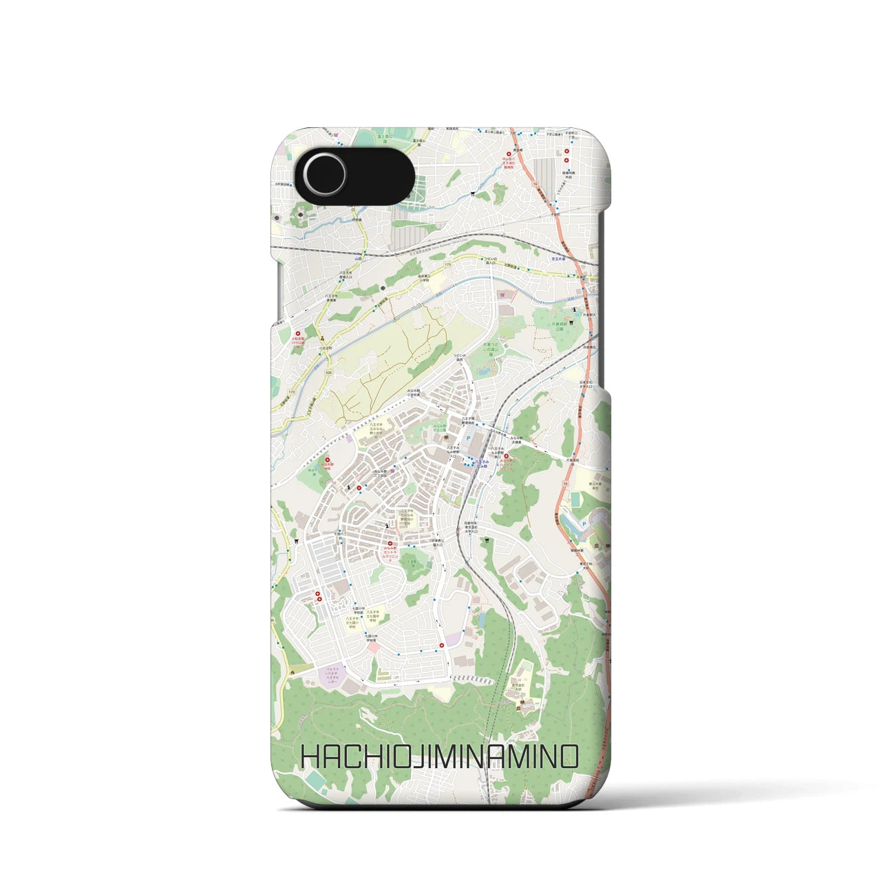 【八王子みなみ野(東京都)】地図柄iPhoneケース(バックカバータイプ)