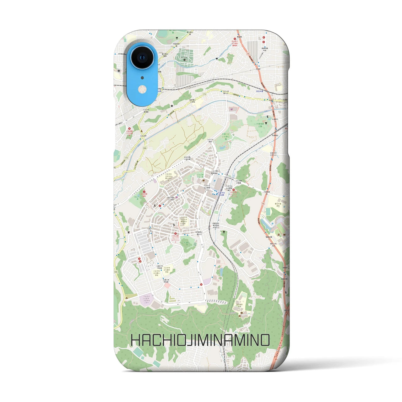 【八王子みなみ野(東京都)】地図柄iPhoneケース(バックカバータイプ)