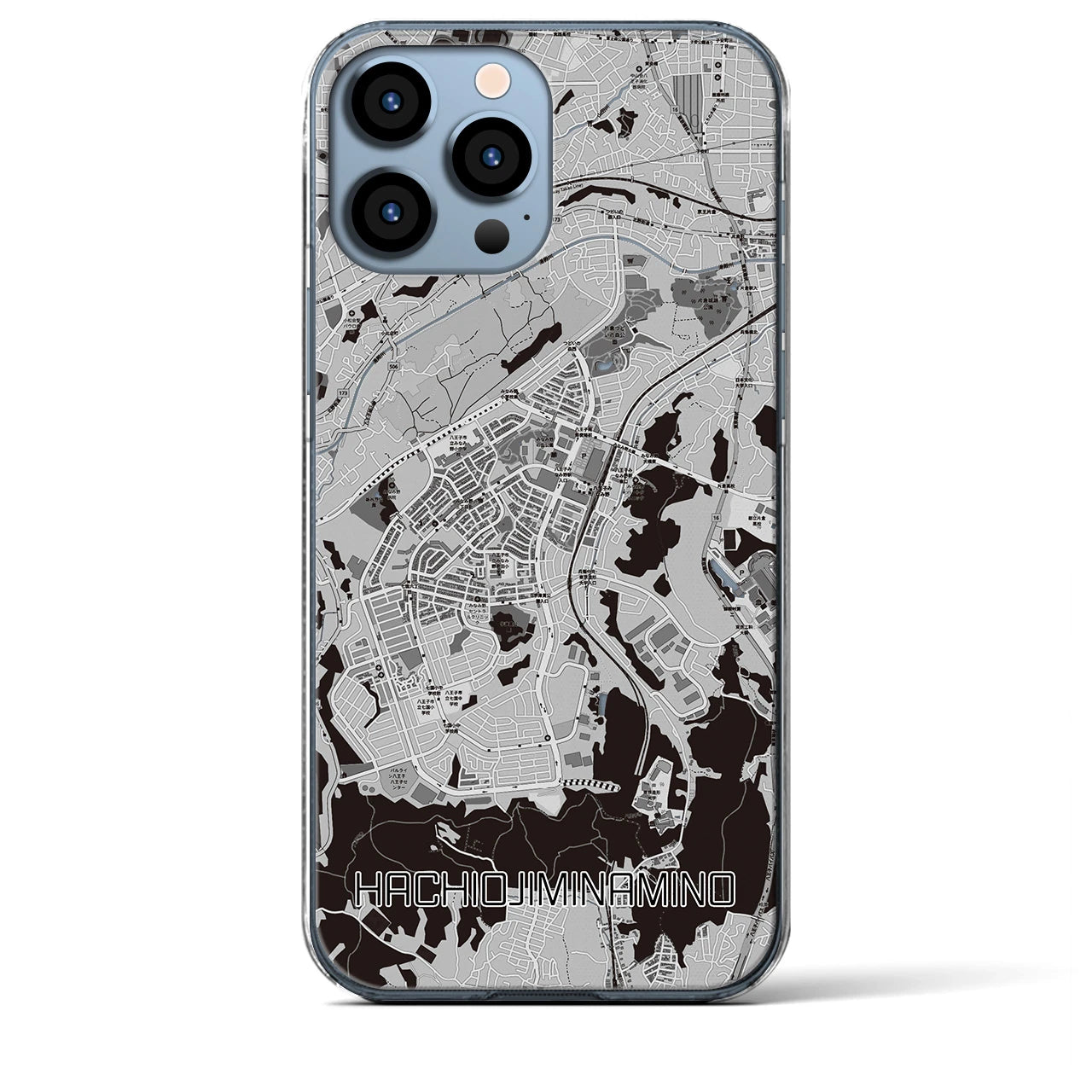 【八王子みなみ野(東京都)】地図柄iPhoneケース(クリアタイプ)