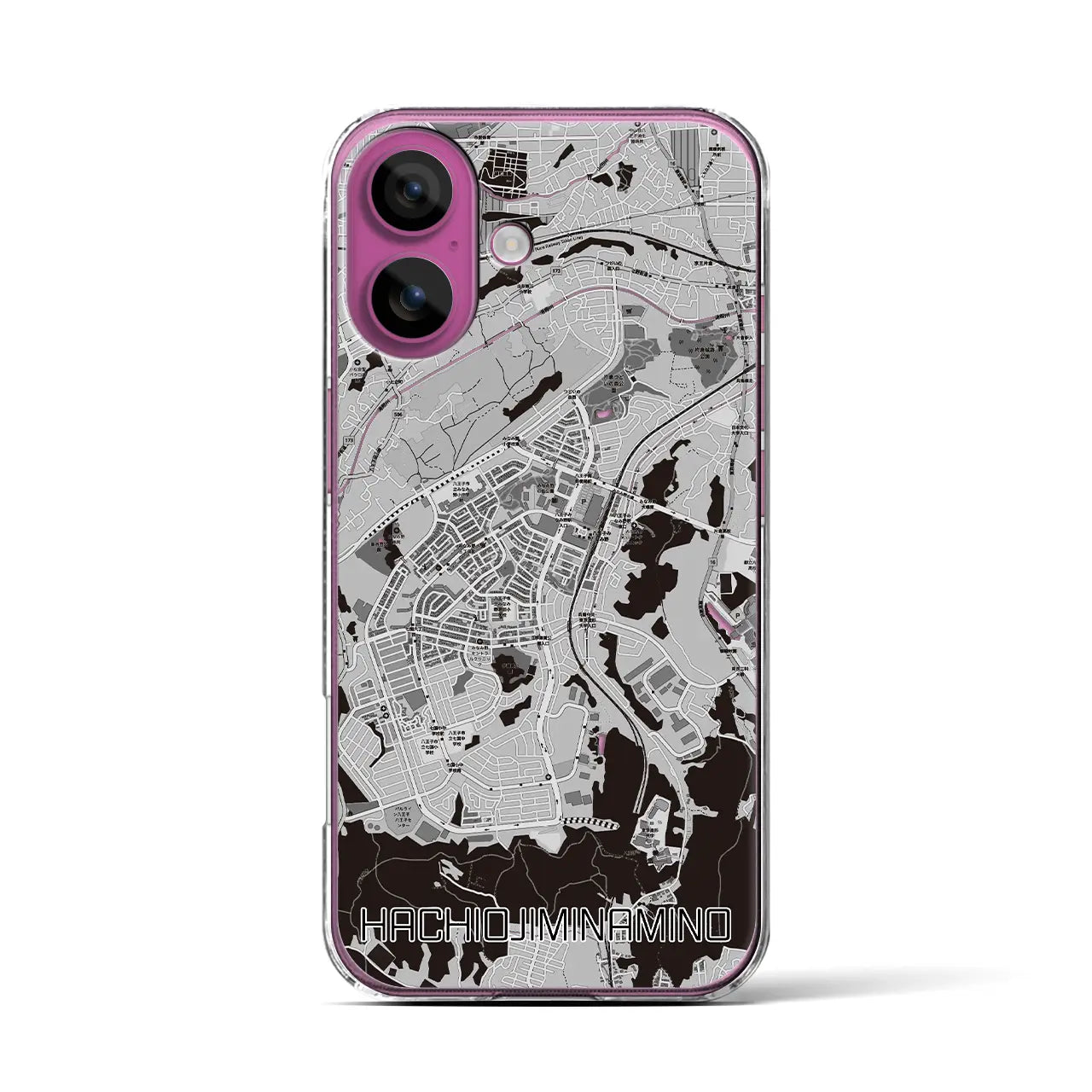 【八王子みなみ野(東京都)】地図柄iPhoneケース(クリアタイプ)