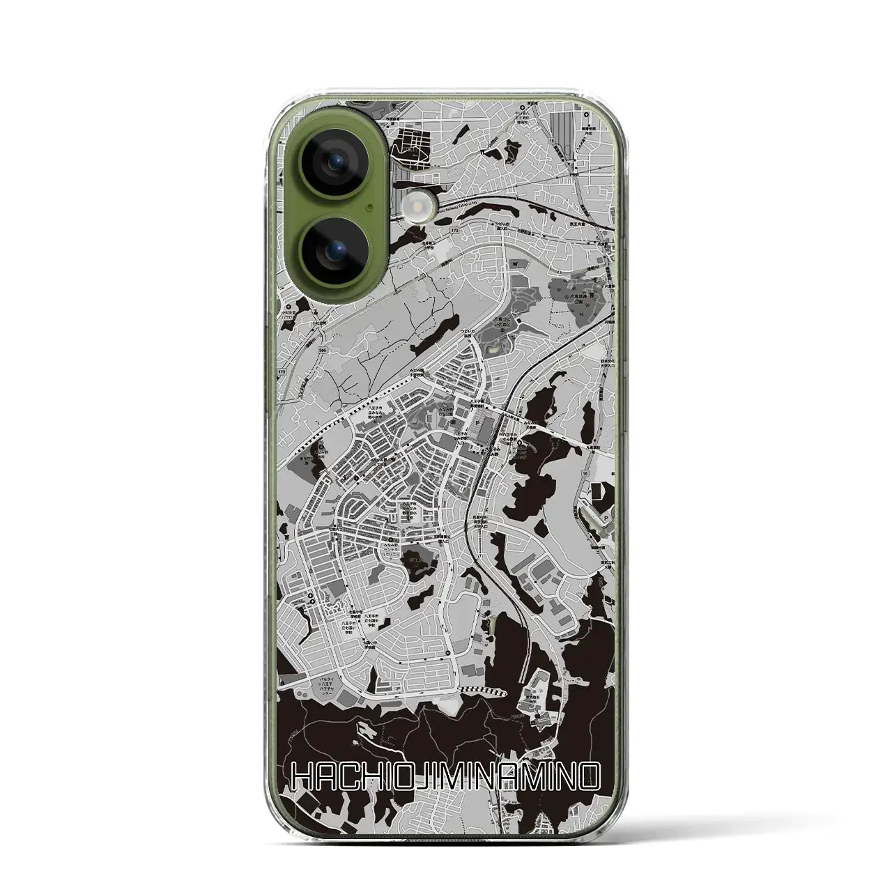 【八王子みなみ野(東京都)】地図柄iPhoneケース(クリアタイプ)モノトーン・iPhone 17 Pro Max 用